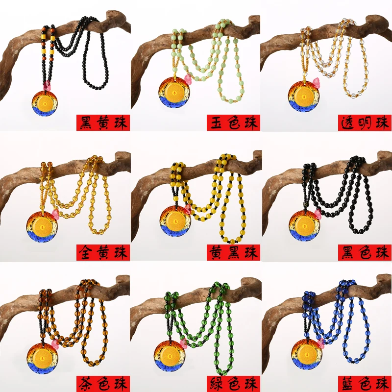 9PCS Greco Buddhist Exorcise evil spirits efficacious Mascot Auspicious Shurangama Mantra Crystal  Buddhist Amulet