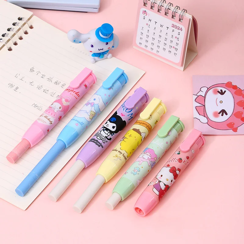 Sanrio Gum Hello Kitty Creatieve Pen Stijl Gum Kuromi Melody Cinnamoroll Cartoon Leuke Briefpapier Gift Kantoor Schoolbenodigdheden