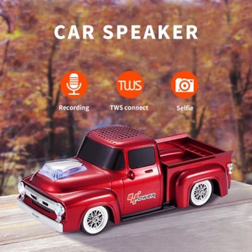 Imagen 2 del producto Altavoces inalámbricos con diseño de coche de aleación para camioneta antigua, estéreo de alta fidelidad, Bluetooth envolvente, reproductor de música para exteriores, compatible con TF FM