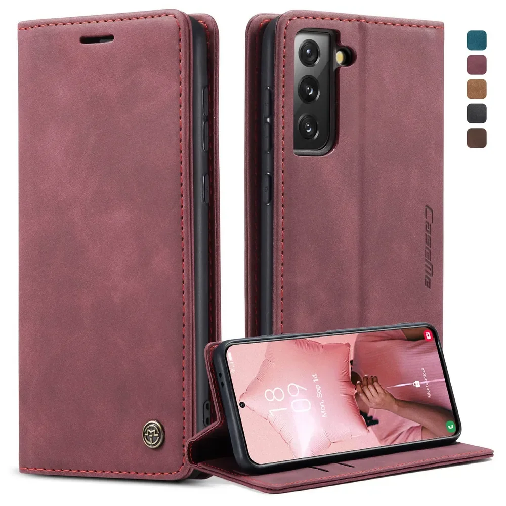 

Leather Flip Book Case For Samsung Galaxy S21 6.2 inches leather Business Card Wallet Card Cover capa