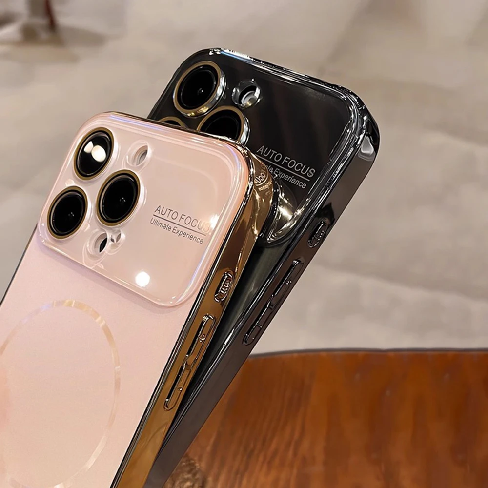 Titanium Original Magnetic Phone Case For iPhone 17 16 15 14 Pro Max For Magsafe Large Window Lens Protector Matte PC Hard Cover - náhled 5