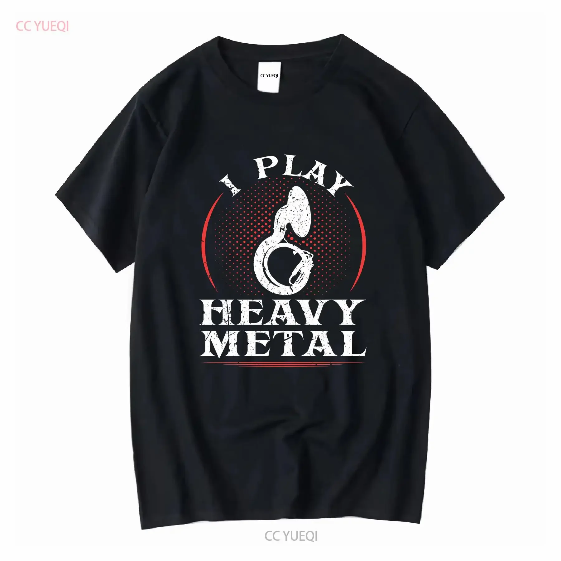 Camiseta de músico de banda de marcha I Play Heavy Metal Sousaphone Tuba, manga larga o corta, vintage, lavada, para hombre