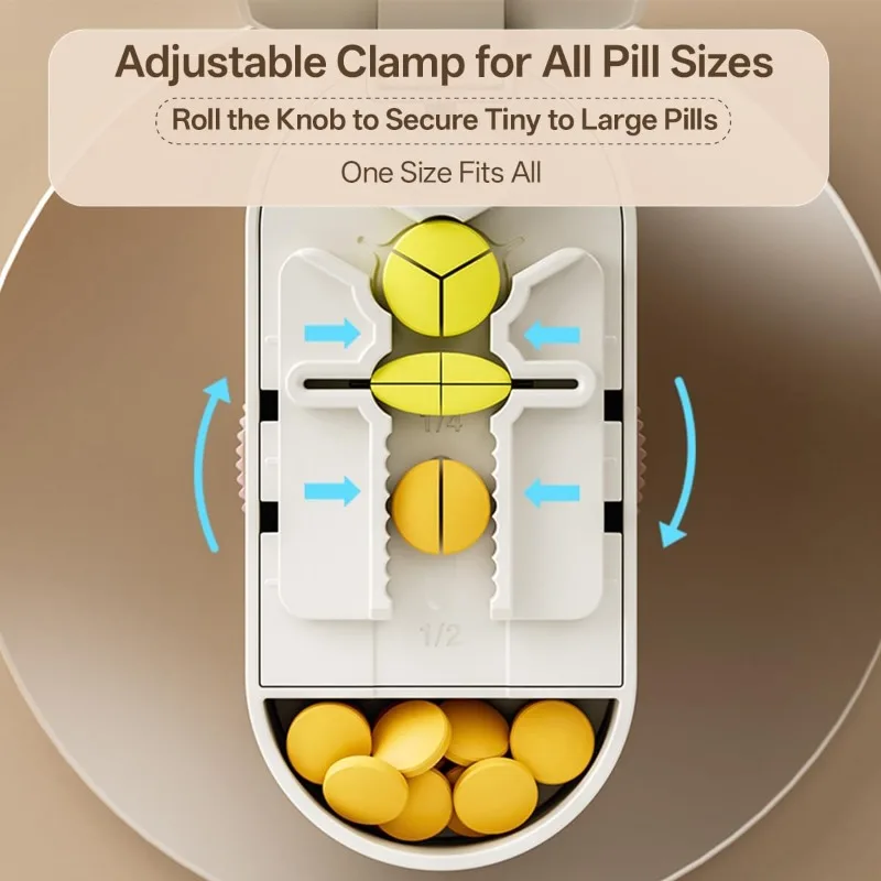 Portable 2 3 4 Halves Pill Cutter and Storage Box Reusable Medicine Containers Medicine Storage with Accurate Pill Alignment