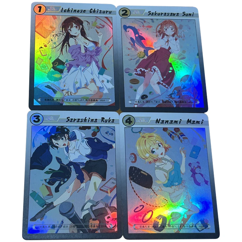 4Pcs/set Self Made Asami Nanami Mizuhara Chizuru Sakurasawa Sumi Color Flash Card Classic Game Anime Collection Cards Gift Toys