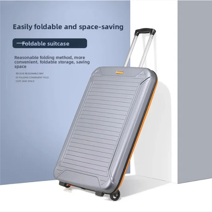 20 Inch Folding Trolley Suitcase, Large Capacity Boarding Luggage, Portable Travel Case for Business Travel