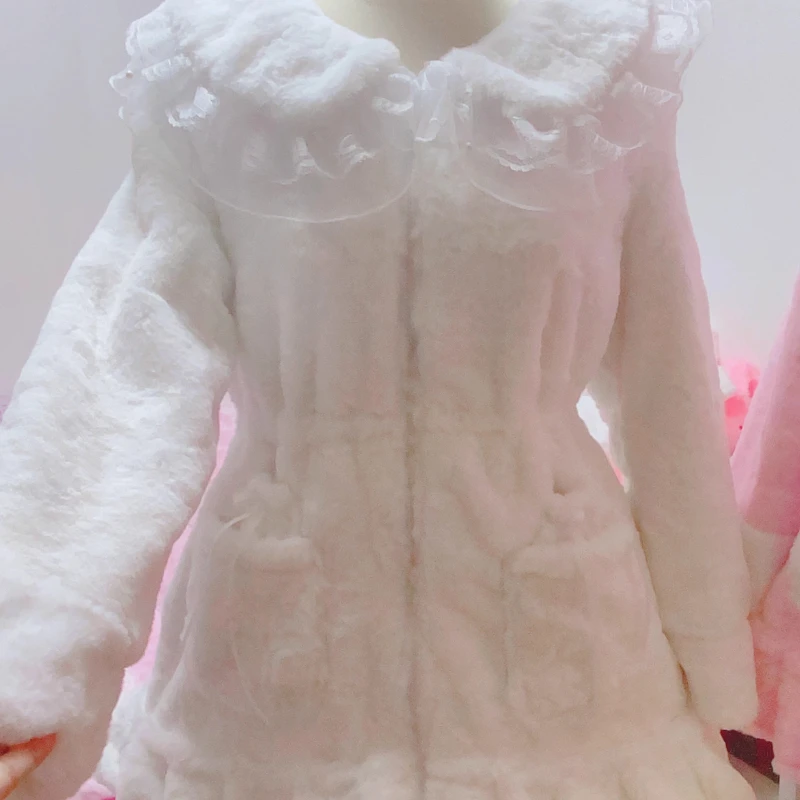 Original Design Sweet Cute Bow Y2k Pocket Fleece-Lined Women's Jackets 2025 Winter New Warm Loose Kawaii Cotton Coats Ladies