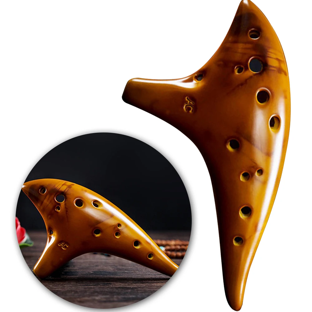 Ocarina ceramiczna 12-otworowa z osłoną ochronną, tonacja Alto C, profesjonalny instrument ocarina dla miłośników muzyki i początkujących.