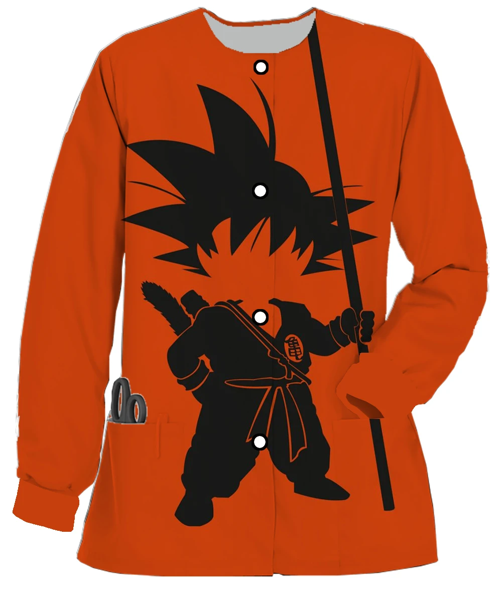 เสื้อแจ็คเก็ตสตรี Anime Dragon Ball พิมพ์ Pet Shop ทันตกรรมเสื้อผ้าทํางานเด็กกลางพยาบาลเสื้อผ้ากระเป๋าเสื้อสเวตเตอร์ถัก