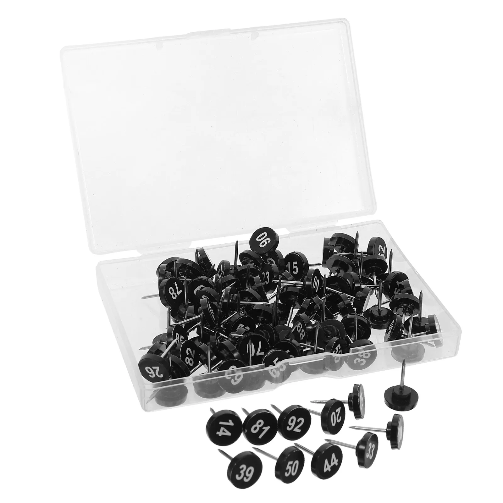 100Pcs Numbered Drawing Pins 1-100 Flat Thumbtacks Round Metal Pushpins for Classroom Home Office Map Board Display Use