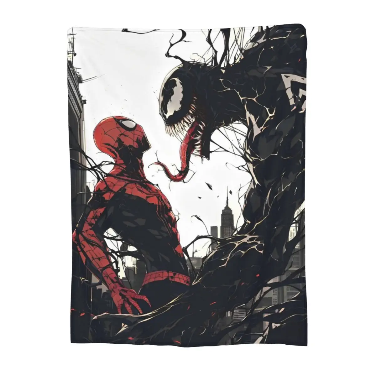 Venomous Encounter - Spiderman & Venom Blankets Plush Funny Breathable Throw Blanket for Bedspread Winter