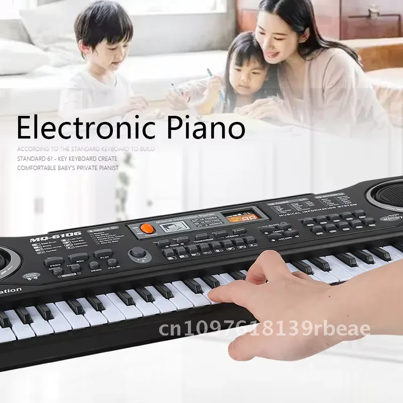 Clavier d'orgue électronique pour enfants, 61 touches, jouet éducatif portable, instrument de musique, orgue avec microphone, cadeau pour enfants