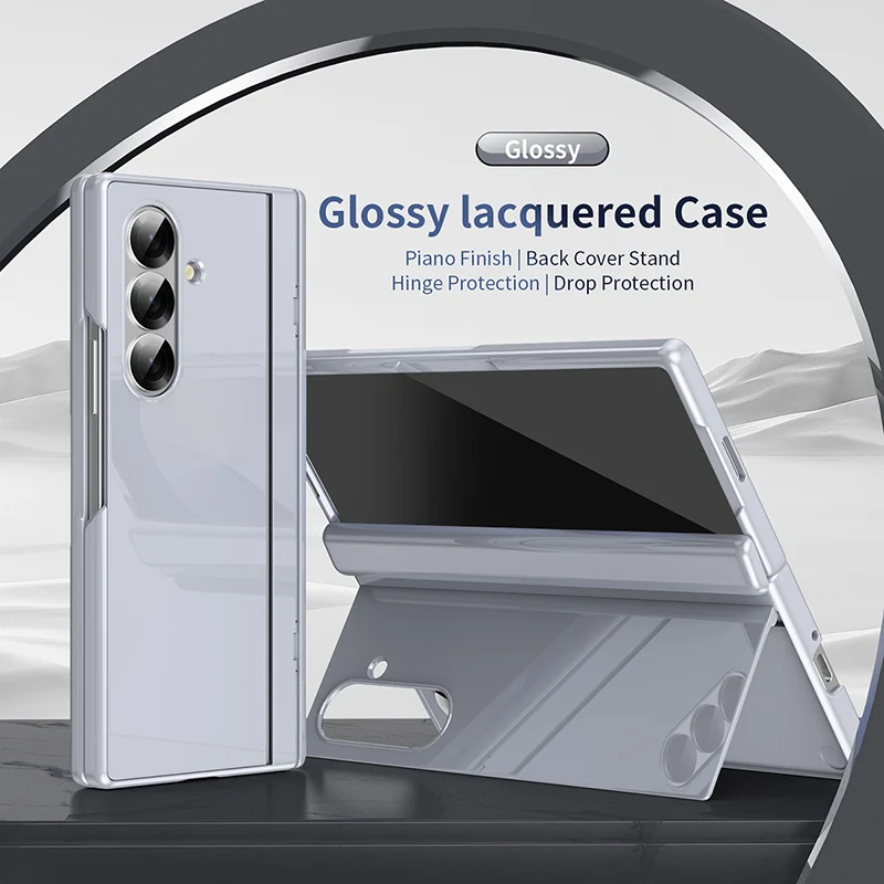 

Case for Samsung Galaxy Z Fold 7 6 5 4 3 Piano Baking Paint Hinge Bracket Shockproof Hard Mobile Phone Case Cover