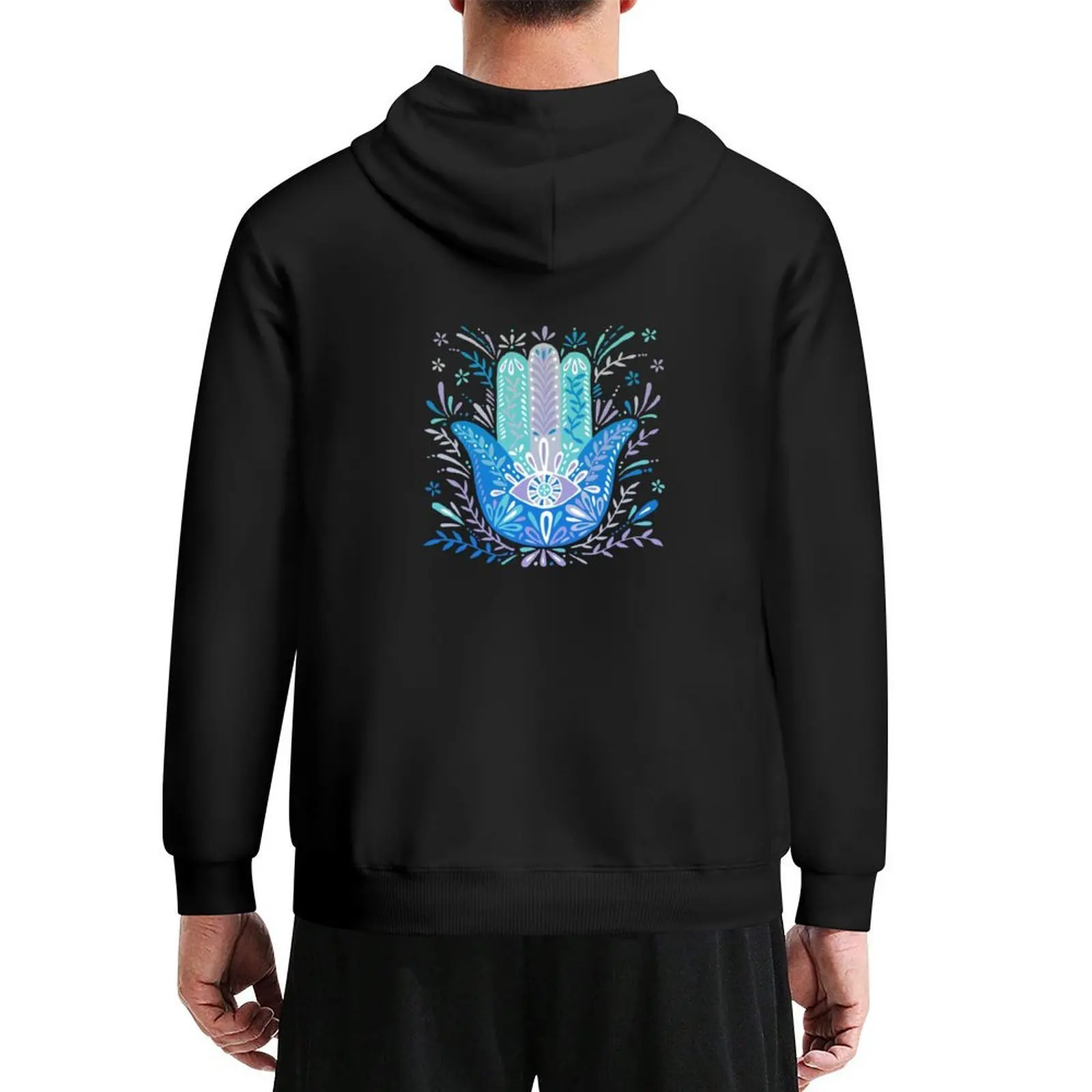 

Hamsa Hand – Blue & Turquoise Palette Hoodie hooded shirt male clothes blouse men's sweat-shirt set mens hoodie