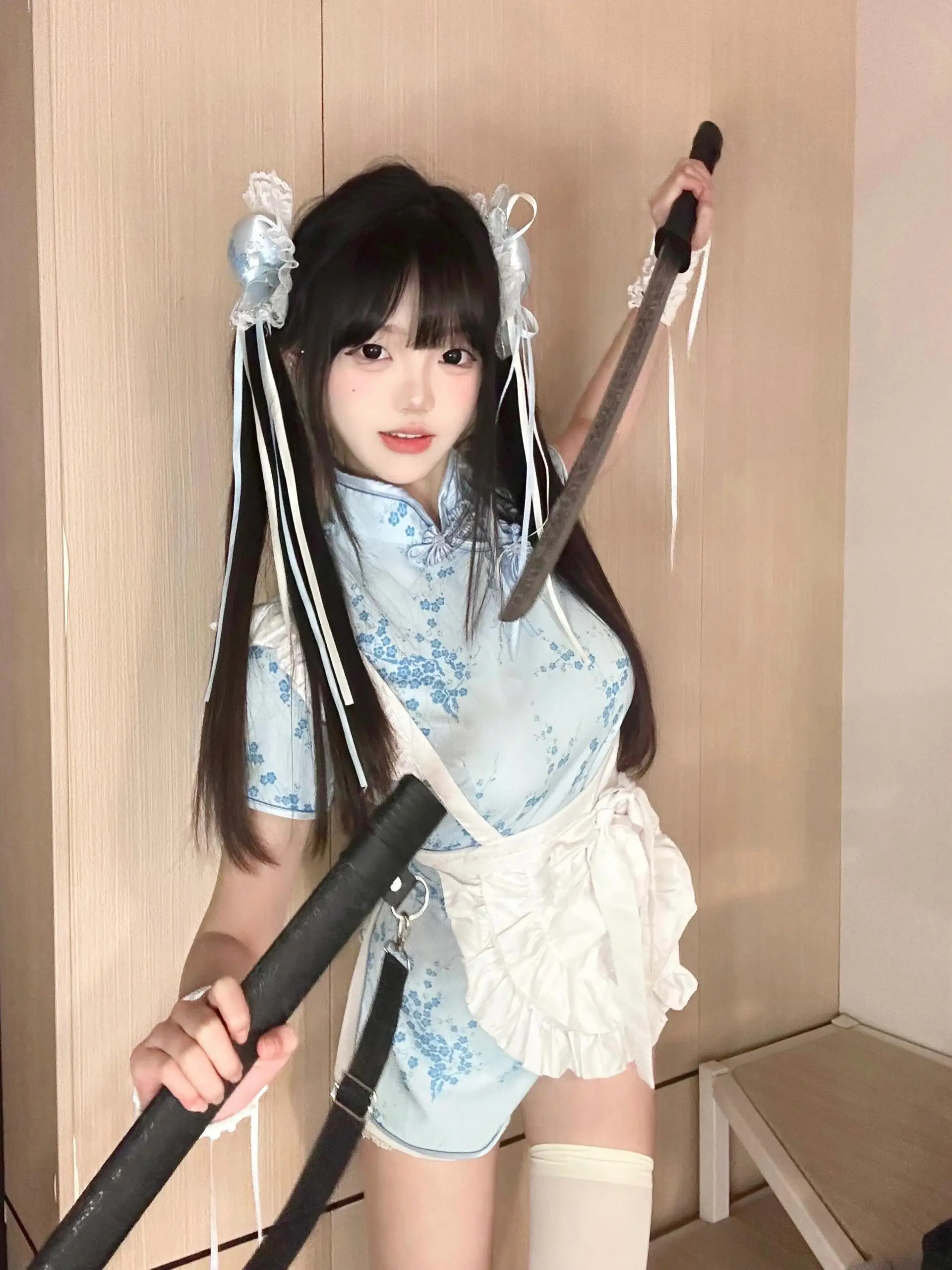 Nouveau chinois Sle Dr ort Sve ort usage quotidien doux fille femme de chambre orm loween Cisas Cosplay...