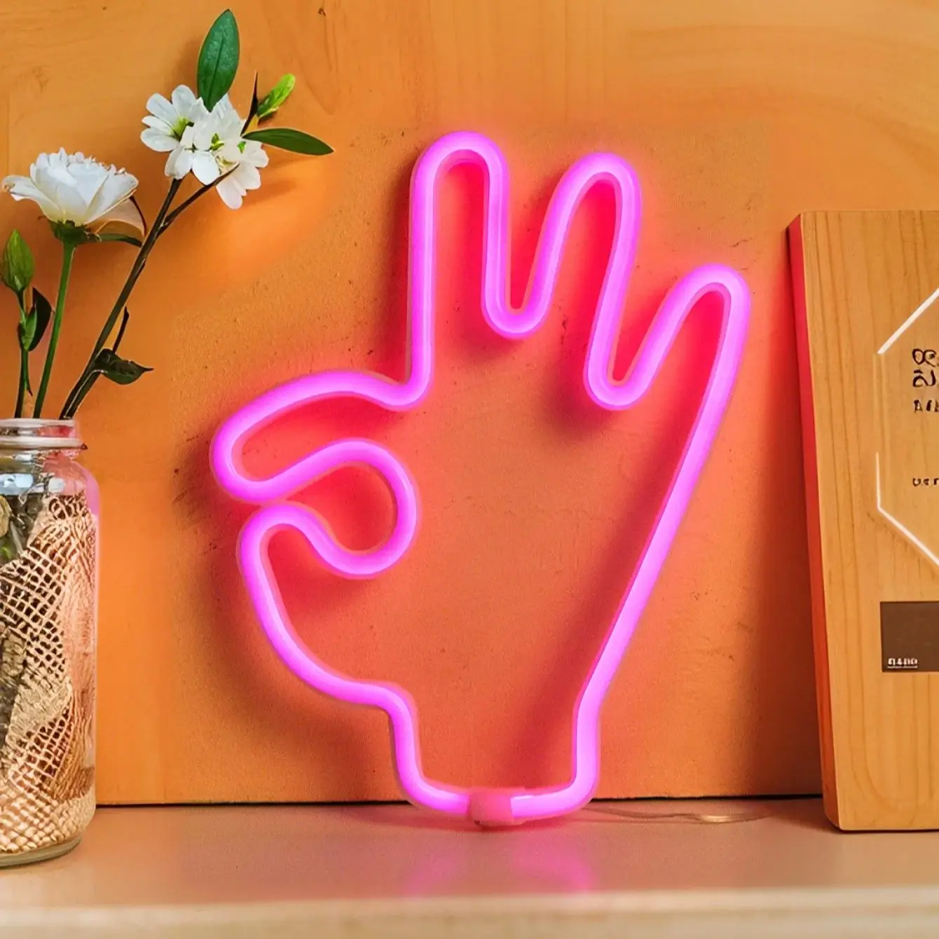 

Chi-buy светодиодный неоновый жест ok, неоновые вывески с питанием от USB, декоративные лампы, знаки, подарок на день рождения, настенное искусство для спальни, комнаты, бара, магазина