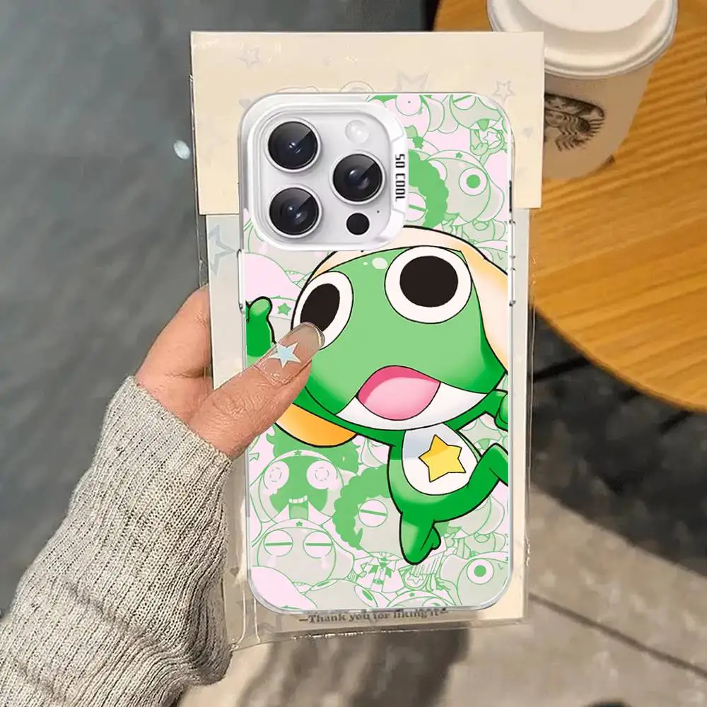 Cartoon Keroro Gunsou Frog Phone Case For IPhone 16 15 14 13 12 11 Pro Max Plus Color Shockproof Back Silver Cover