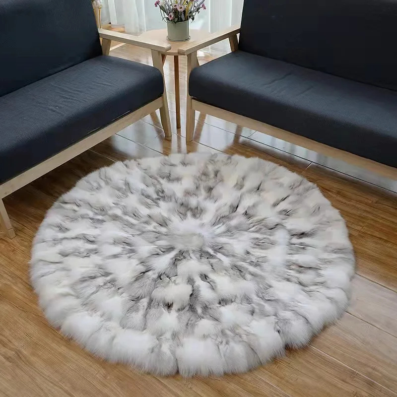 New Wholesale Home Decor Area Luxury Life Comfort Round Carpet Fluffy Fox Fur Carpet