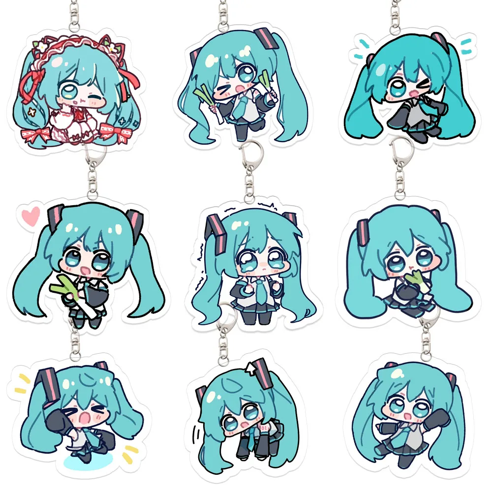 Miku Q Version Kawaii Dekorieren Schlüsselbund Anime Rucksack Len Rin Cartoon KAITO Student Mode Sammeln Mädchen Cosplay Geburtstag Geschenk