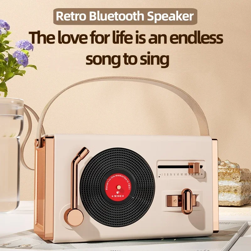 Wireless Bluetooth Caixa De Som Retro Creative Mini Portable Vinyl Record Player Desktop Noise Cancelling Speakers Plug-in Drive