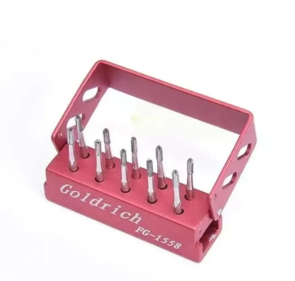 10 unidades/pacote odontologia coroa quebrando carro agulha material de aço de tungstênio coluna de alta velocidade perfuração redonda bur ferramentas de cavidade oral