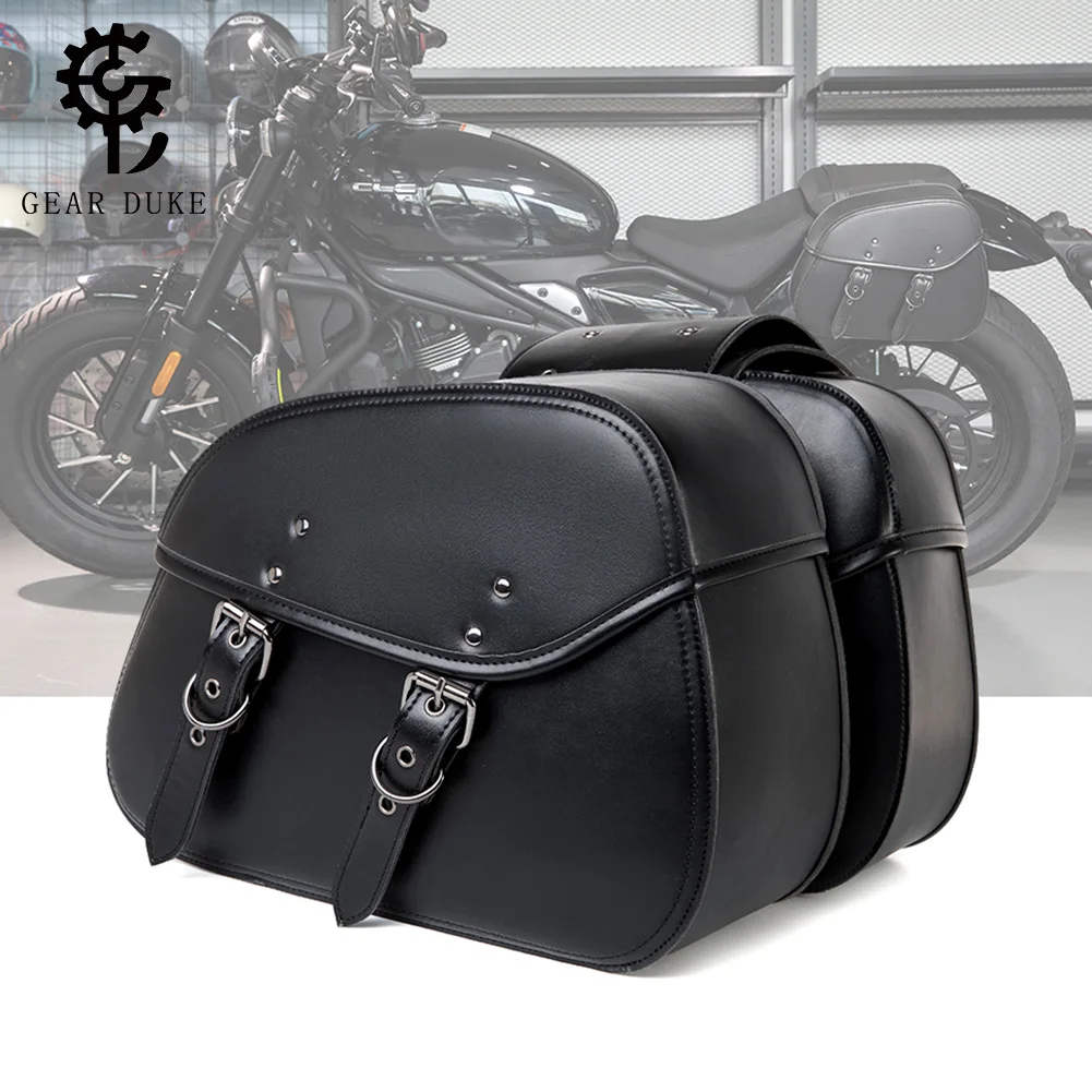 2 bolsas laterales universales para motocicleta, bolsas laterales impermeables de cuero PU de gran capacidad para almacenamiento de equipaje, para la mayoría de los Cruiser