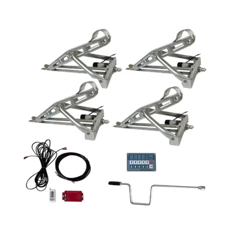 Электрический стабилизирующий упор для прицепов-дач и автодомов, грузоподъемность 1200 кг, комплект опорных стоек Электрический стабилизирующий упор для прицепов-дач и автодомов, грузоподъемность 1200 кг, комплект опорных стоек