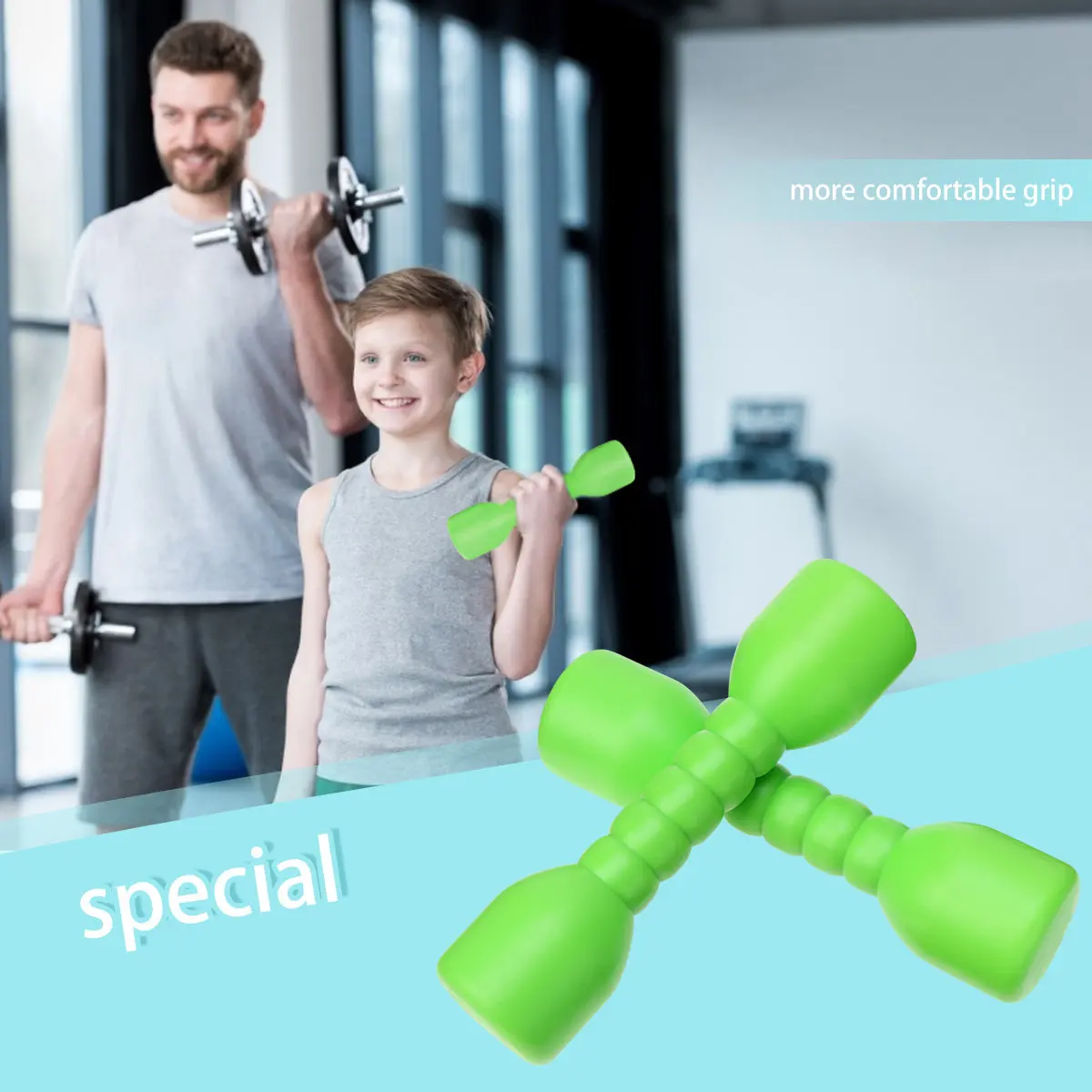 2Pairs Dumbbell Durable Premium Fitness Exercise Tool Gymnastics Props Yellow Green Dumbbell