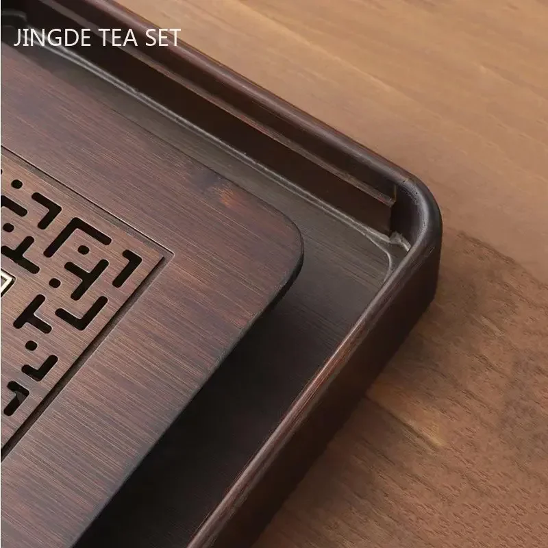 Tradition Tea Board Household Tea Table Pu\'er Teaware Decorative Supplies Chinese Bamboo Tea Tray Drainage Water Storage Trays