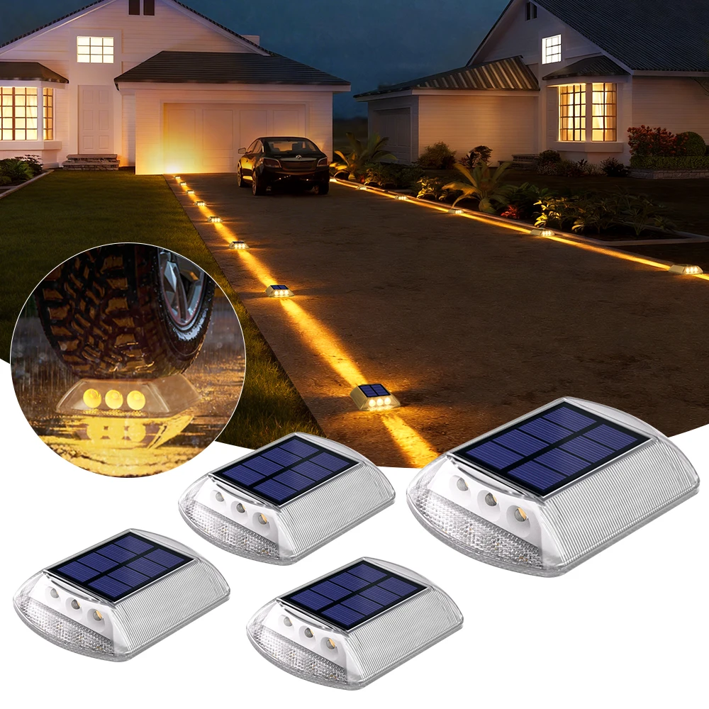 Solar Deck Lights Solar Powered IP68 Waterproof Stick‑on & Screw Install Outdoor Dock Driveway Path Pool LED Step Lights Garden