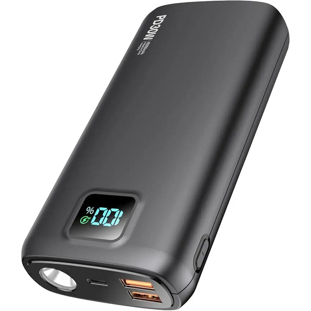 Portable Charger 40000mAh Power Bank QC 4.0 PD 30W Fast Charge USB Type-C Dual USB LED Display Flashlight