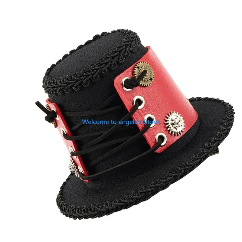 x4yc steampunk haired hair accessory felts hat with industral fantasy handmade fantasy