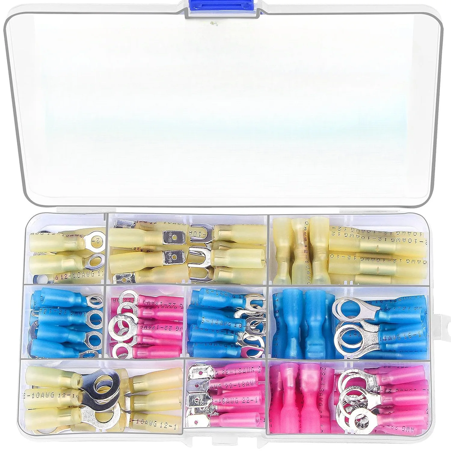 

125PCS 22-10AWG 3 Color Heat Shrink Wire Connectors Kit Waterproof Ring Fork Spade Crimp Butt Terminals set