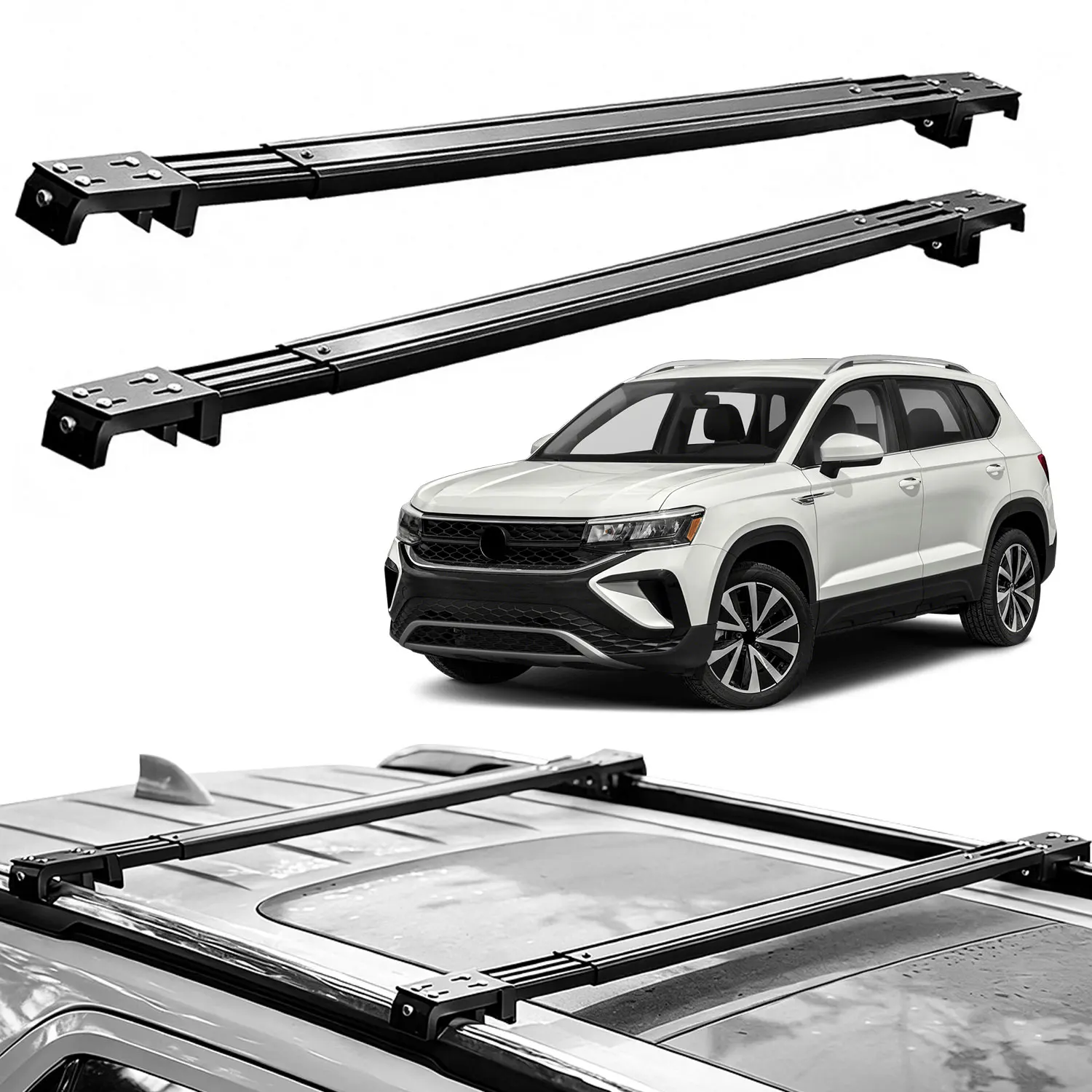 Fits VW Volkswagen Taos 2021-2026 Roof Rack Cross Bars, Silent Telescopic, Heavy Duty Carrier, Anti-Theft Lock, Easy Install
