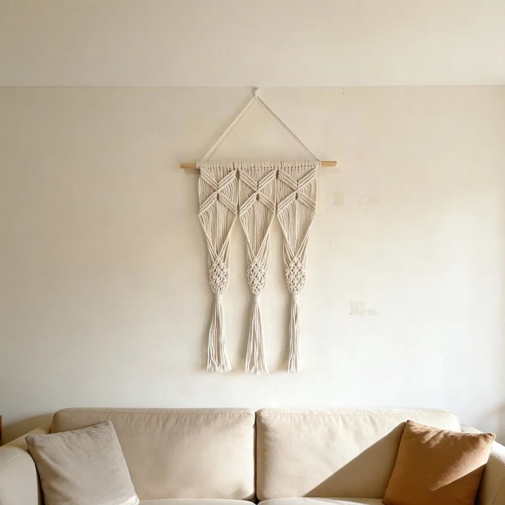 Living Room Bedroom Decor Nordic Style Handwoven Tapestry 40x60cm Boho Macrame Plant Holder Woven Basket