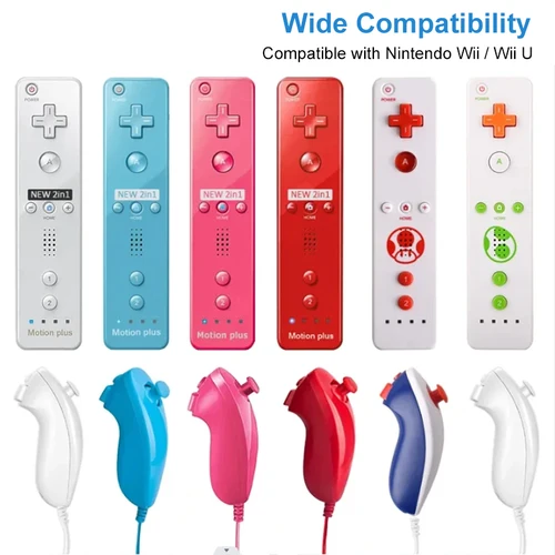 1 par de mando a distancia Motion Plus, mando a distancia Wii, mando con controlador Nunchuck para Control de juegos Nintendo Wii