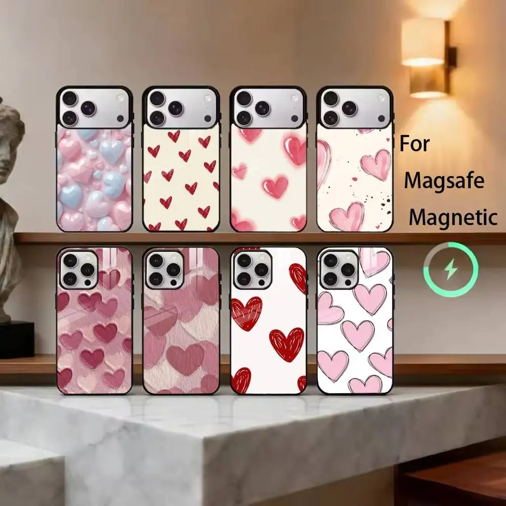 

C-Cute L-Love H-Heart Phone Case For iPhone17,16,15,14,13,12,11 Plus,Pro Magnetic with Magsafe Wireless Charging