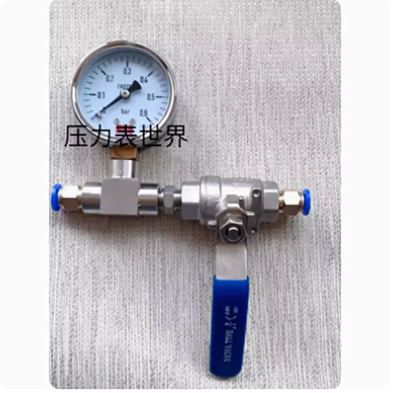 

0.6bar gauge diameter 6cm pressure gauge with stainless steel three-way switch PU tube quick connector interface optional