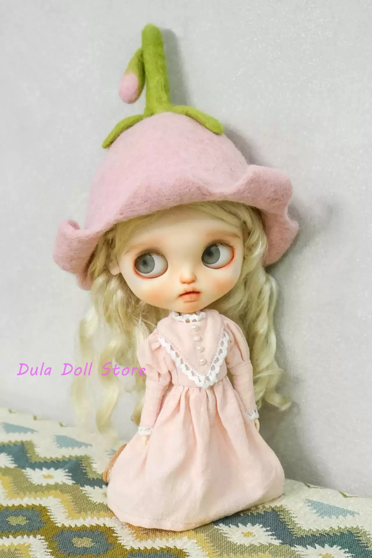 Dula Doll Clothes Dress Pink vintage dress Blythe Qbaby ob24 ob22 Azone Licca ICY JerryB 1/6 Bjd Doll