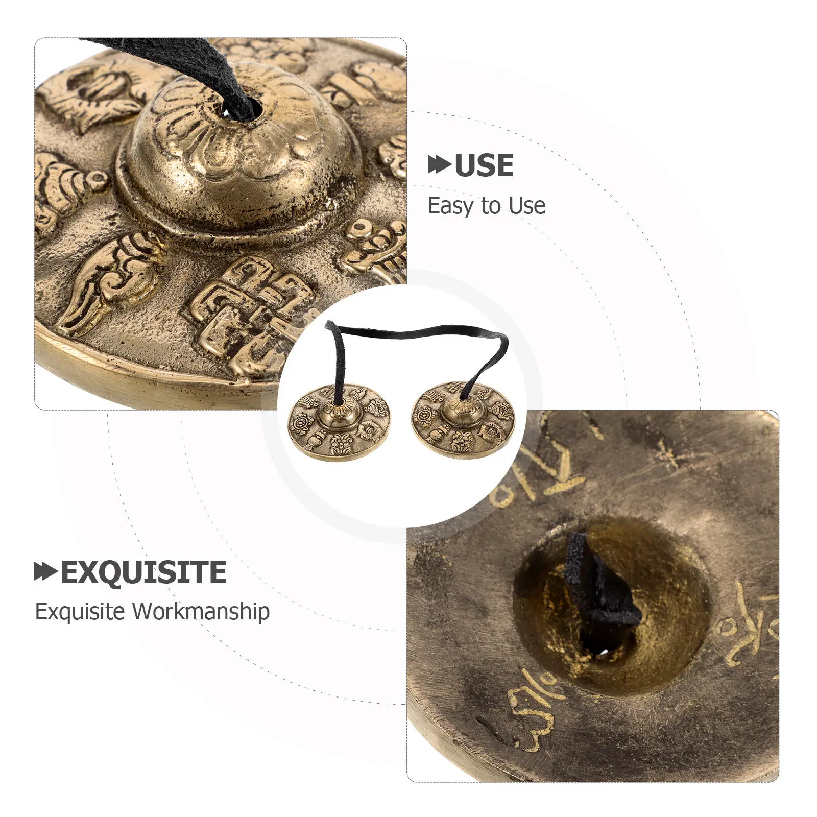 1Pair Tibetan Tingsha Bells Brass Meditation Cymbals for Yoga Mindfulness Sound Therapy Relaxation Chimes Finger Cymbals