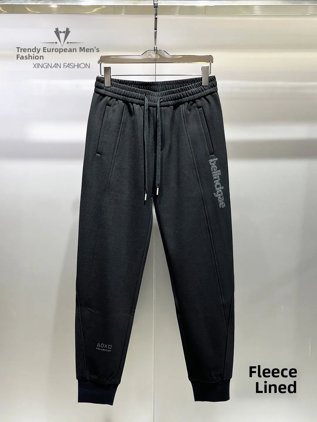 

Мужские утепленные флисовые спортивные брюки с манжетами, повседневные, теплые, с принтом, высококачественные, комфортные, осенне-зимние, модные, брендовые