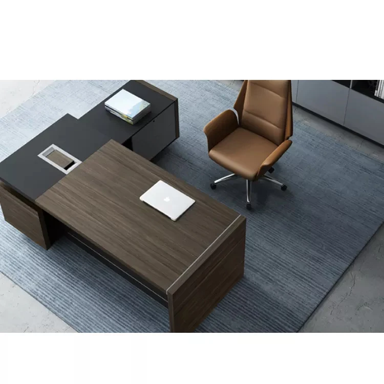 Foshan High Quality Solid Wood Executive Modern Luxury Office Furniture Table Executive L Shaped Desk With Drawer