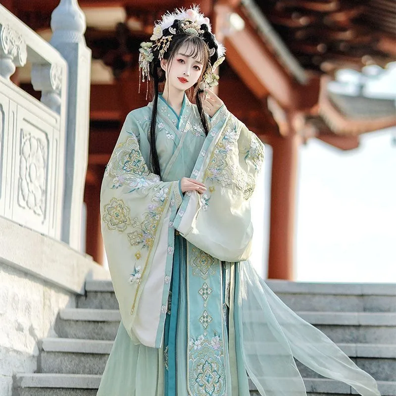 الأصلي Hanfu المرأة جين نمط عبر الياقات الخصر طول تنورة الجنية مثل كيب الصوف عباءة دافئة موضة الراحة معطف دافئ