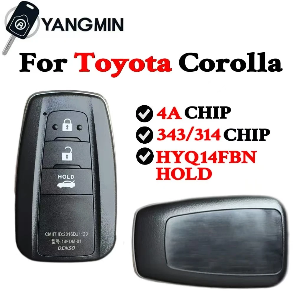YANGMIN Smart Remote Автомобильный брелок для 2018 2019 2020 2021 Toyota Corolla Cross для США, Бразилия, рынок HYQ14FBN 312/314 МГц, чип 4A YANGMIN Smart Remote Автомобильный брелок для 2018 2019 2020 2021 Toyota Corolla Cross для США, Бразилия, рынок HYQ14FBN 312/314 МГц, чип 4A