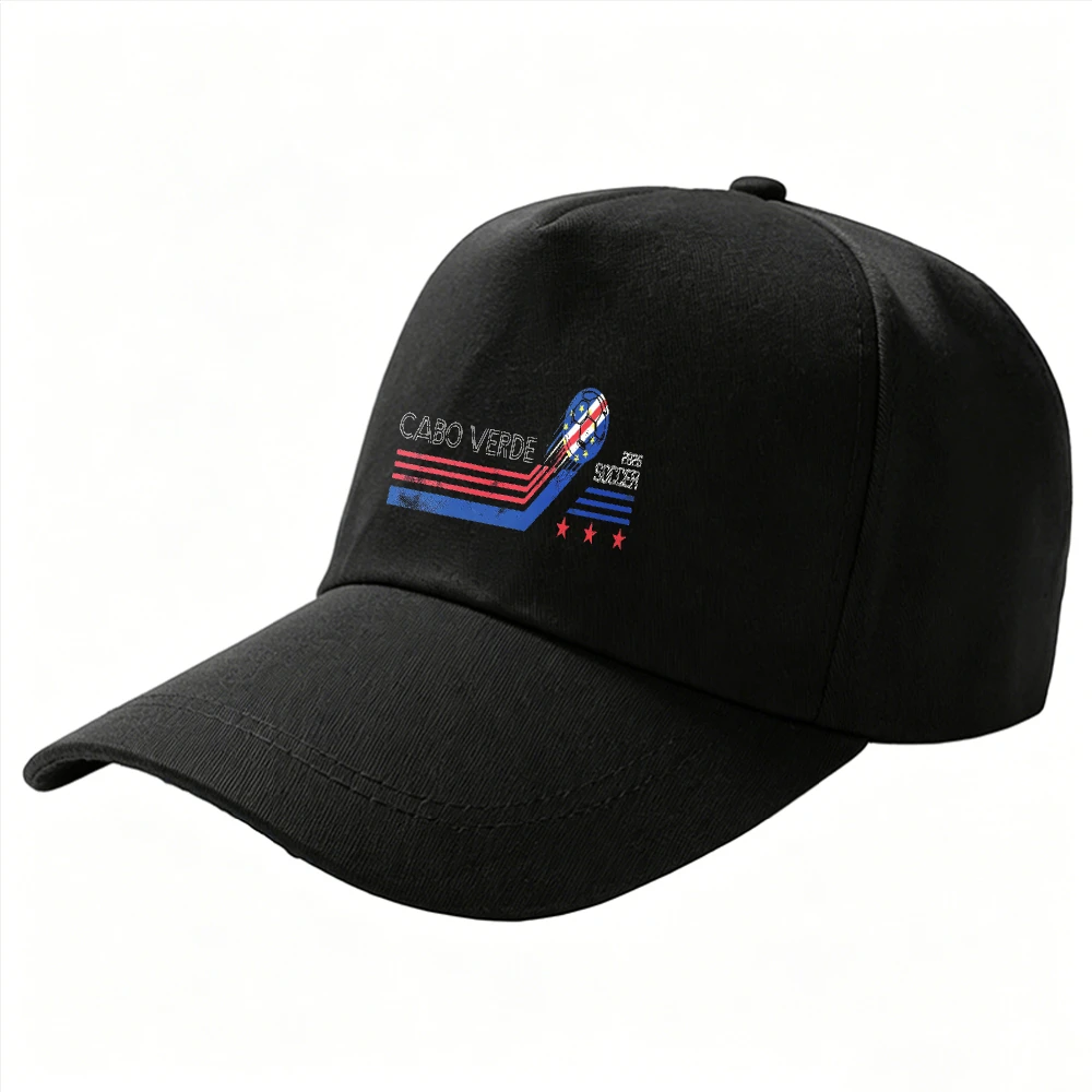 Retro Tropical Unisex Trucker Cap Distressed Soccer Ball Track Strip Cabo Verde 2026 Summer Match Sports Fan Cotton Hat