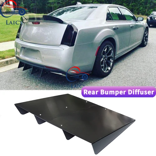 LAICY For Chrysler 300 Rear Bumper Diffuser 4-Fin Spoiler Lower Lip Splitter Lower Chin Fins Car Body Kits