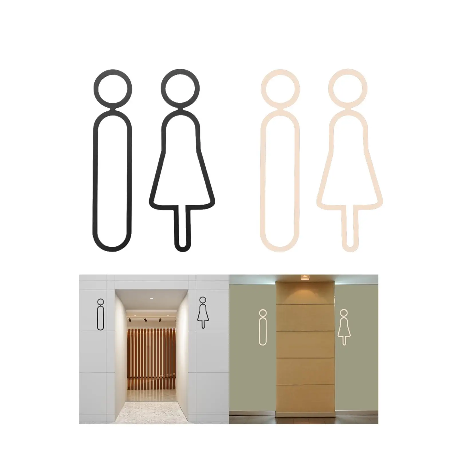 2x Toilet Sign WC Door Sign Plaque Bathroom Signage for Bathroom Shopping Center Public Place