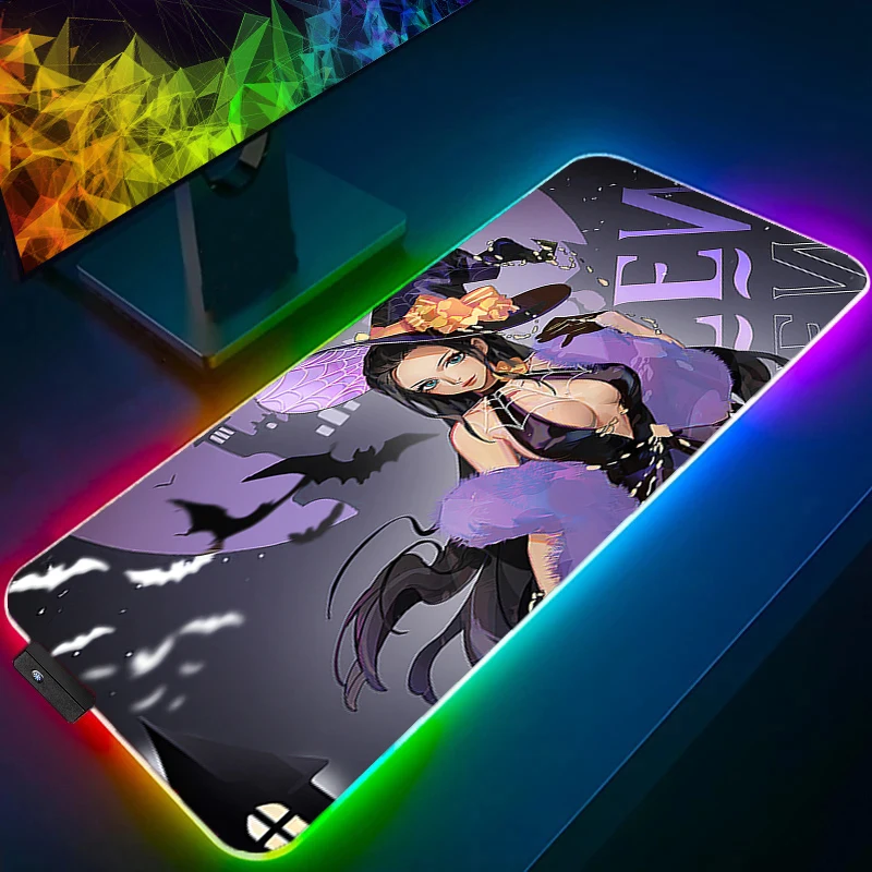 Alfombrilla de ratón con retroiluminación RGB de una pieza Nico Robin Gamer, alfombrilla LED grande para ordenador y Pc, accesorios para juegos, alfombrilla para teclado y escritorio