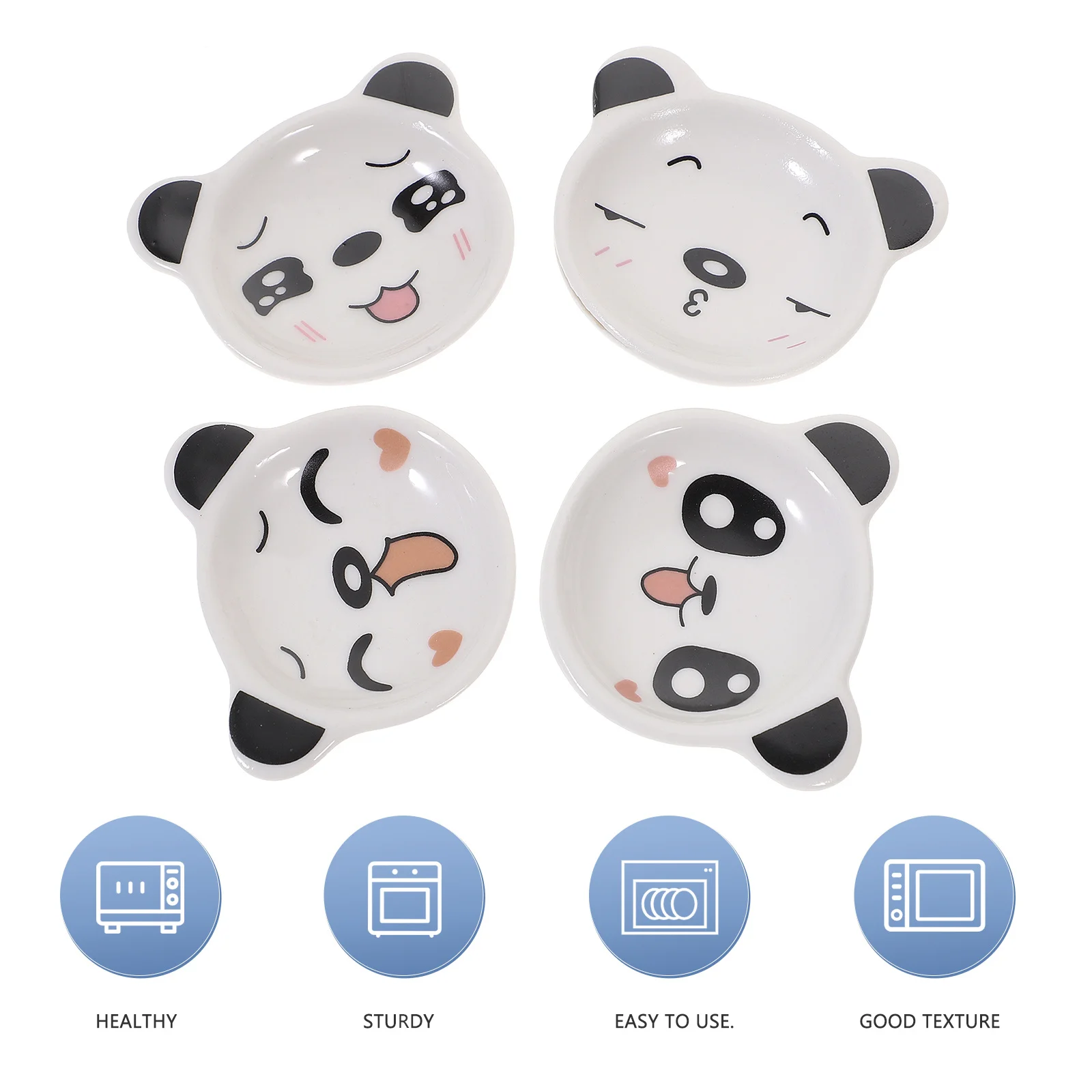 

4pcs Ceramic Panda Sauce Dishes Mini Saucers For Kitchen Home Dining Decoration Salt Vinegar Sugar Storage Creative Household