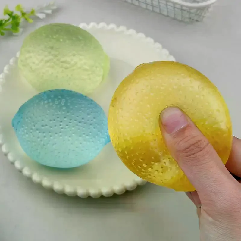 Lemon Stress Squeeze Ball Soft Squishy Fidget Toy 1 Piece 3 Color Options for Kids Adults School Travel Stress Relief
