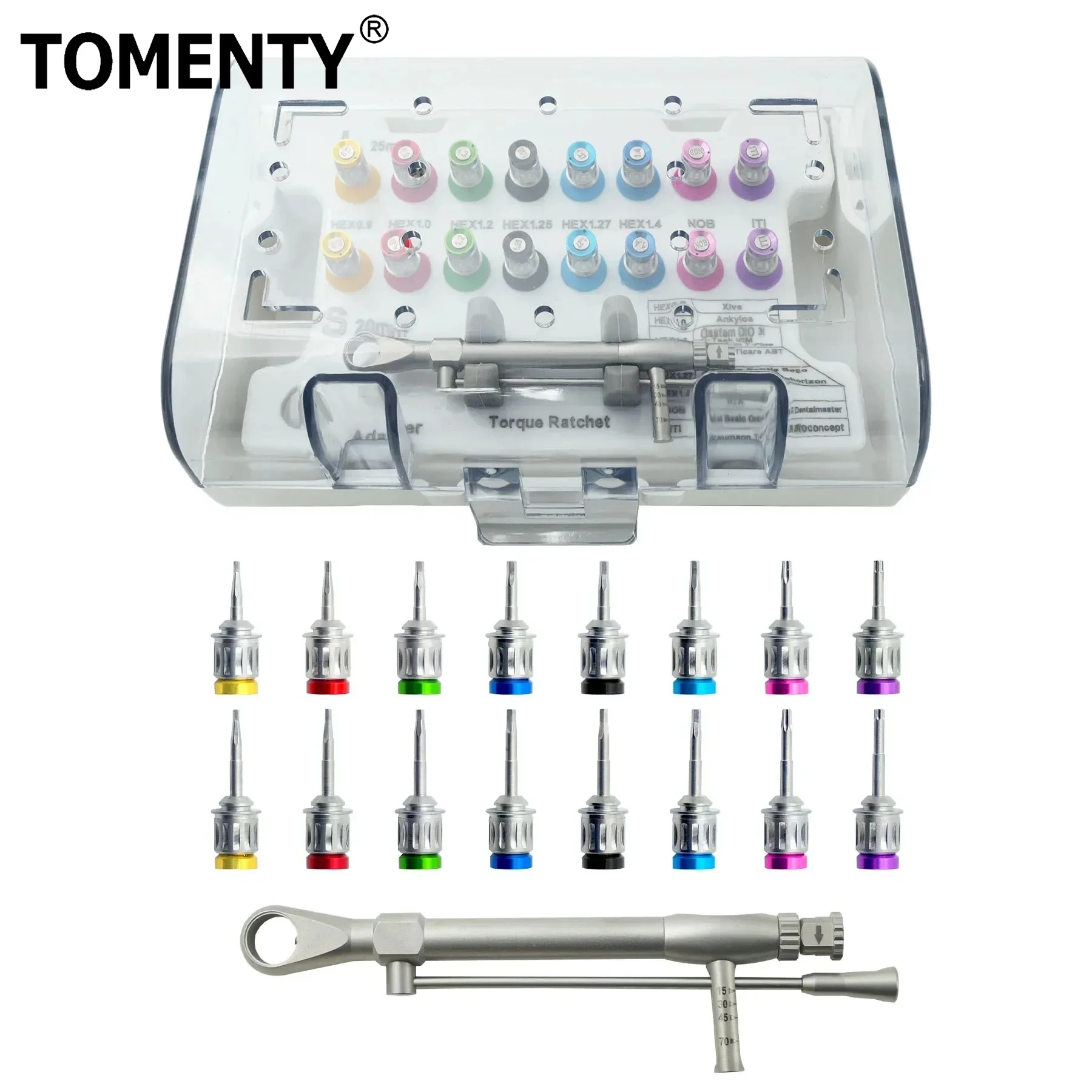 

Universal Dental Implant Torque Wrench Kit 10-70Ncm Autoclavable with 16Pcs Screwdrivers for Prosthodontics Restoration Repair